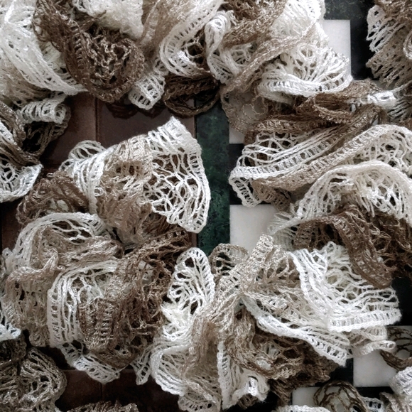 Handmade Frilly Knitted Scarf - Picture 1 of 10